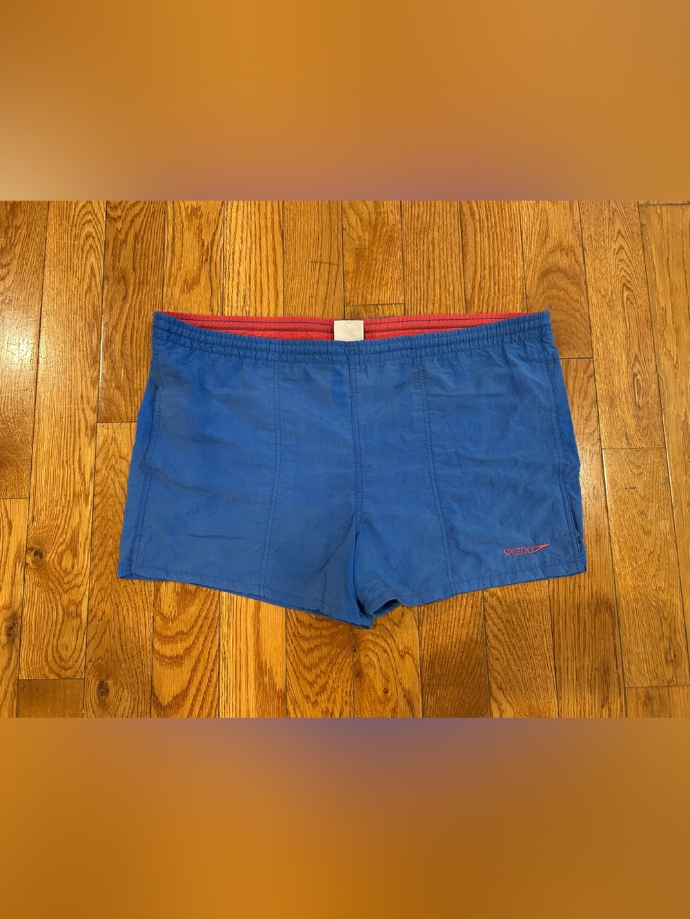 Vintage Speedo Swim Trunks Mens Size M Blue Red Nylon Athletic Shorts - Picture 2 of 11